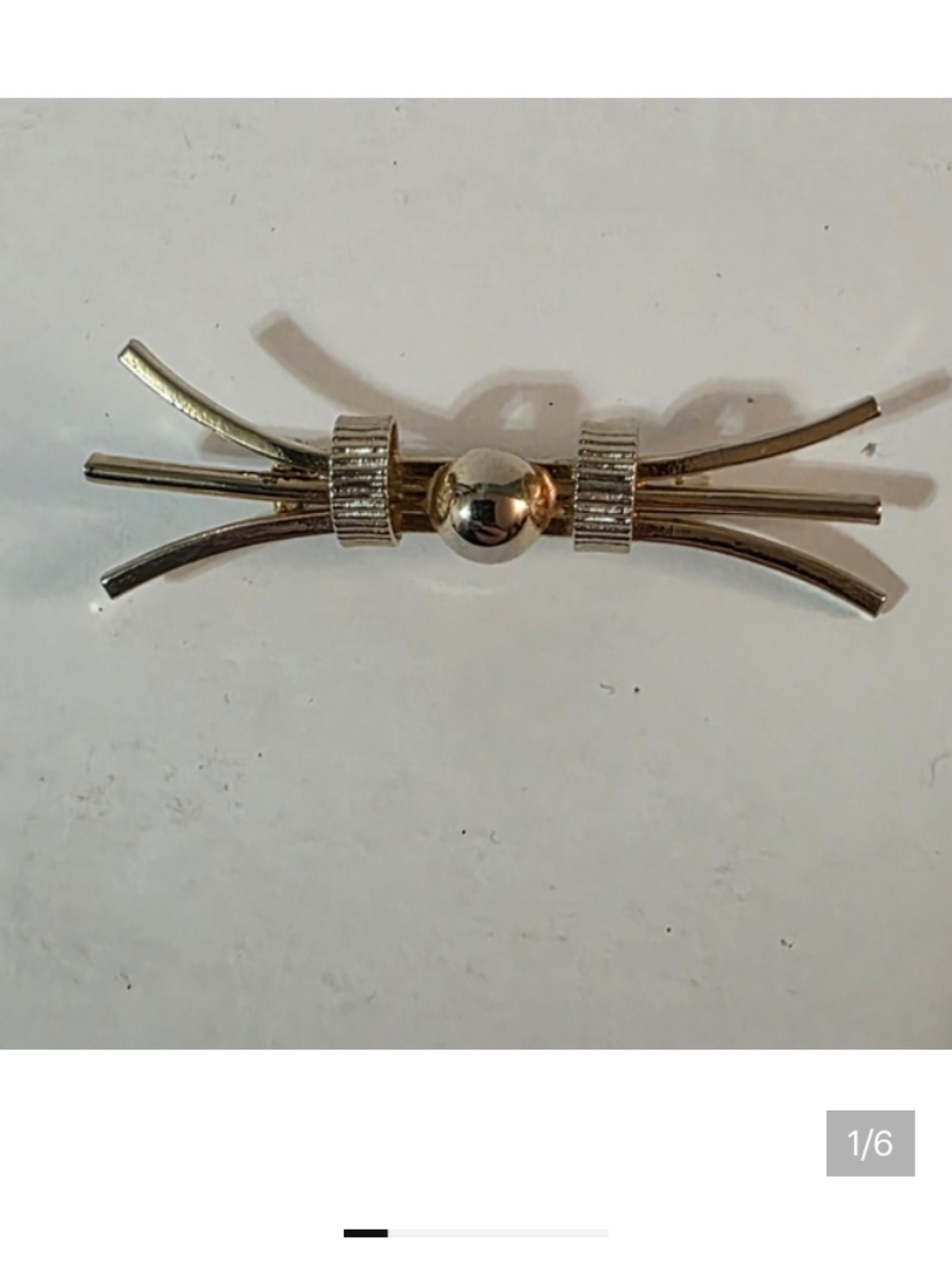 Vtg MCM Geometric Brooch Goldtone